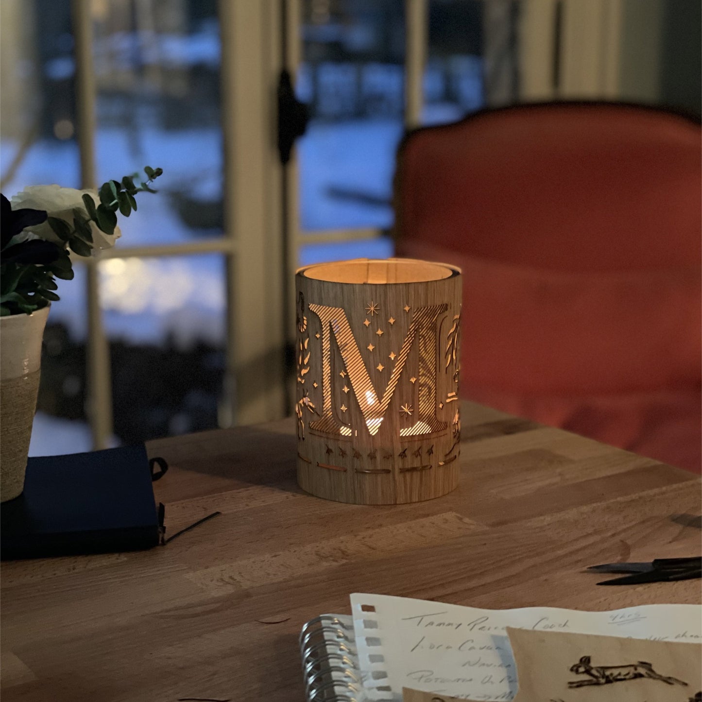 M - Monogram Letter M Candle Lantern