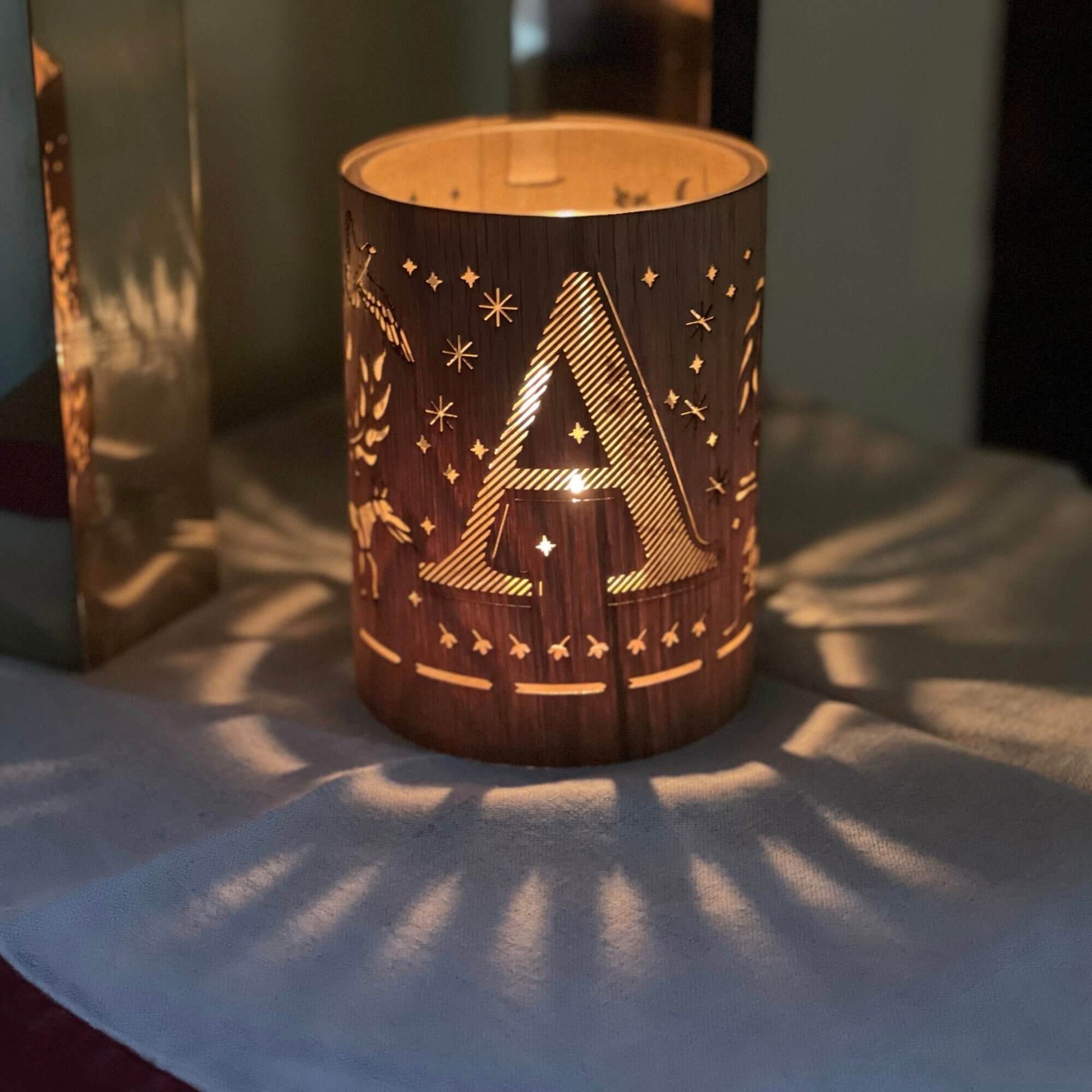 LETTER A MONOGRAM LANTERN - available in white oak or maple beautiful illuminated letters