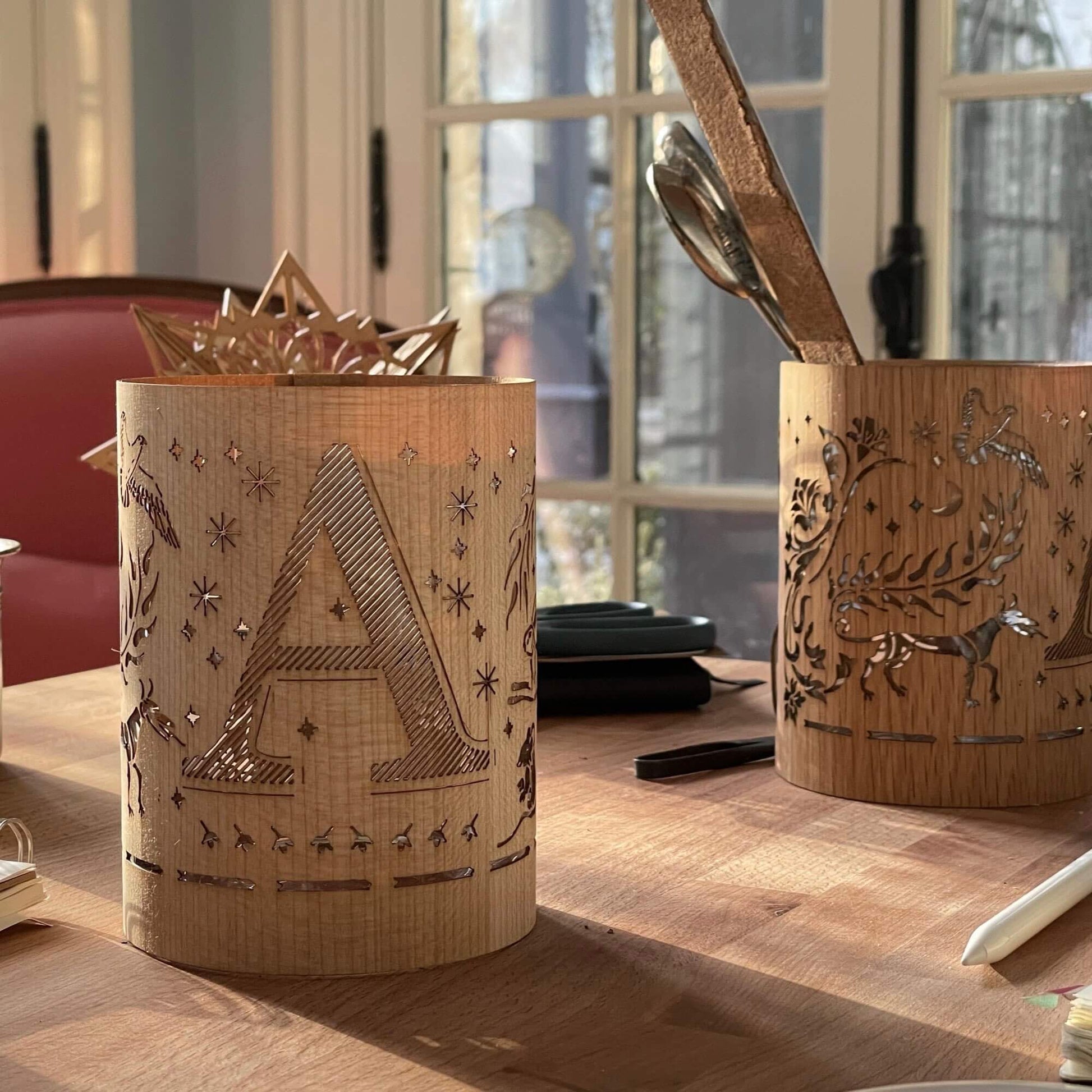 LETTER A MONOGRAM LANTERN - available in white oak or maple beautiful illuminated letters