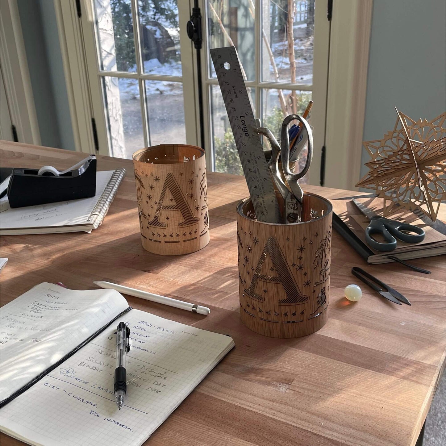 LETTER A MONOGRAM LANTERN - available in white oak or maple beautiful illuminated letters