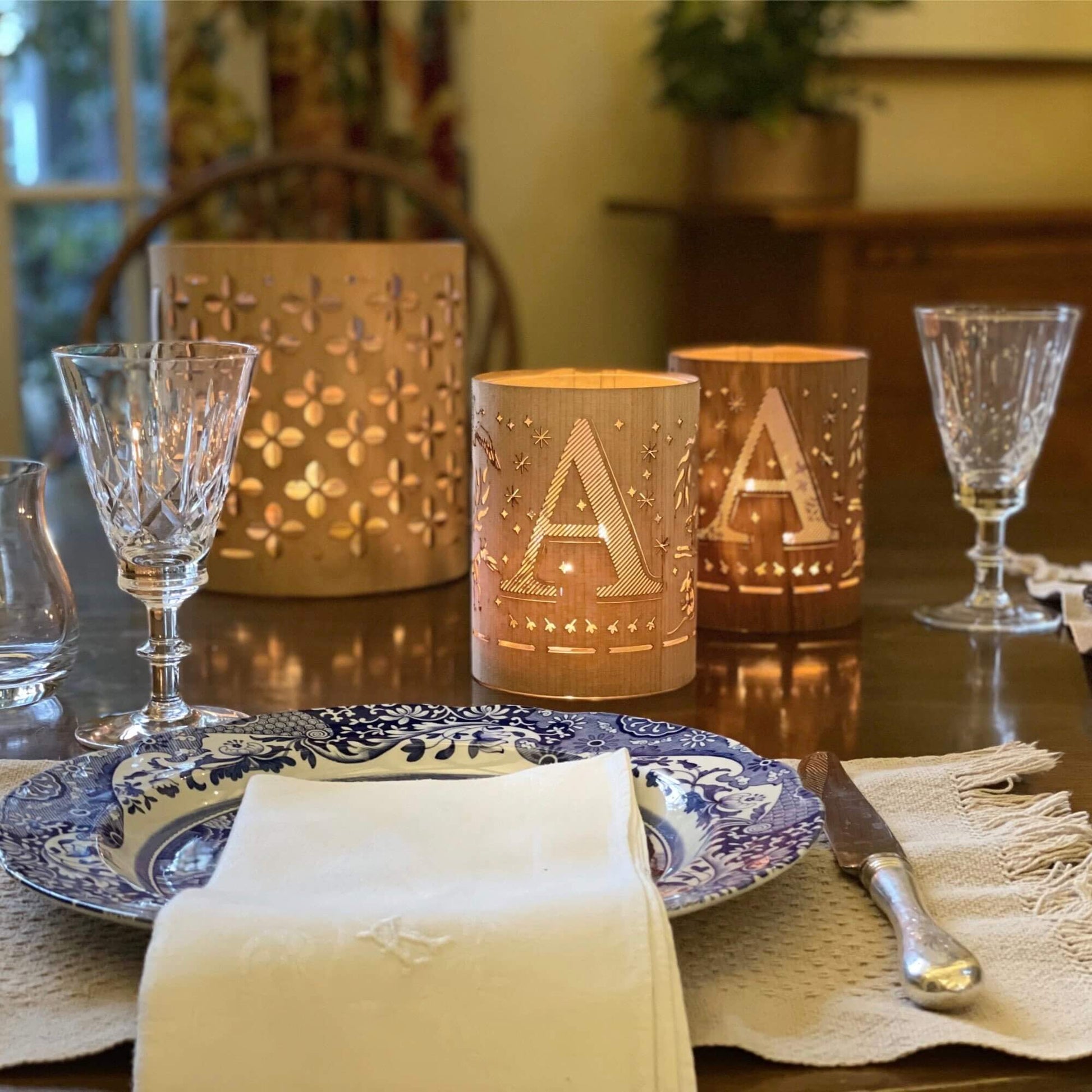 LETTER A MONOGRAM LANTERN - available in white oak or maple beautiful illuminated letters