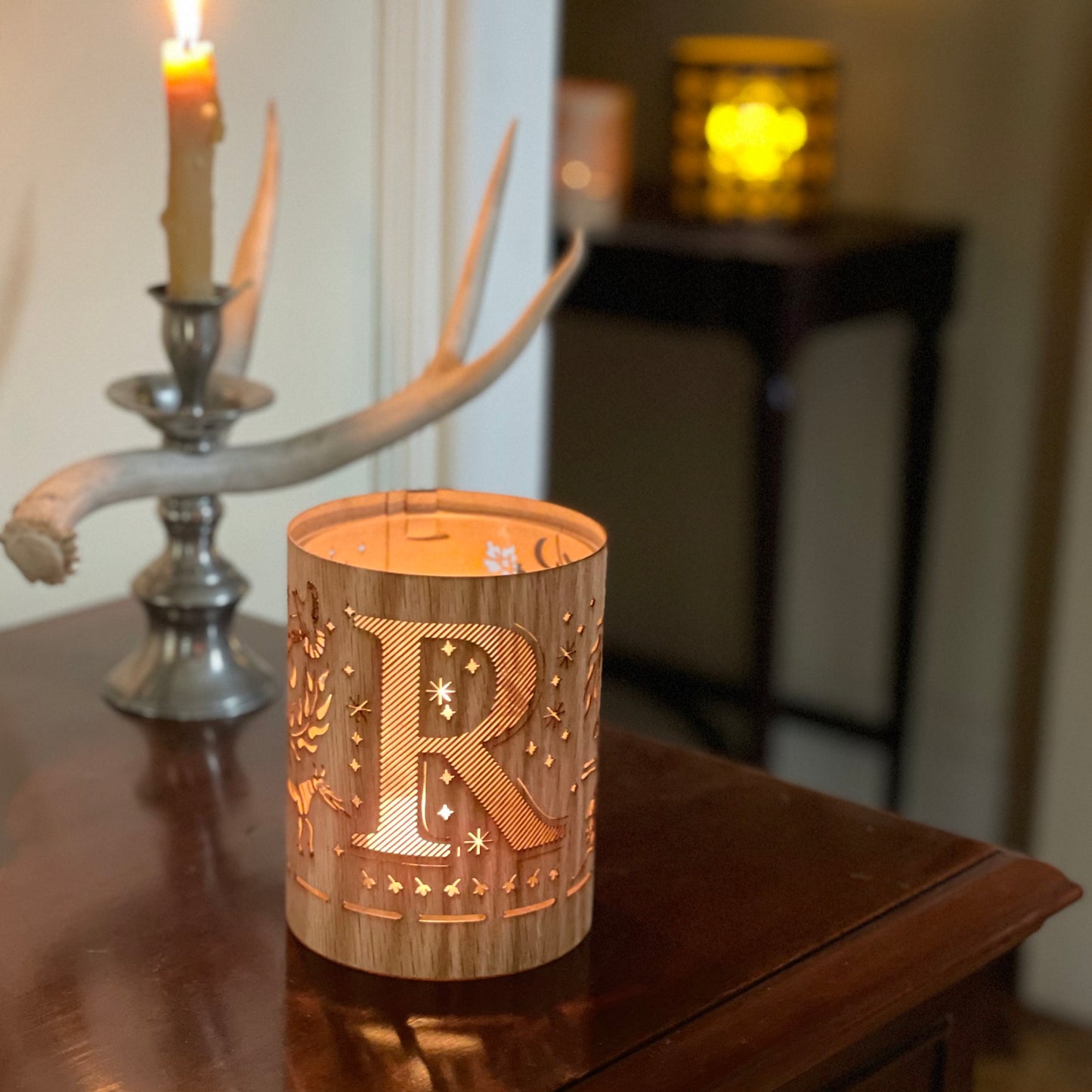 R - Monogram Letter R Candle Lantern