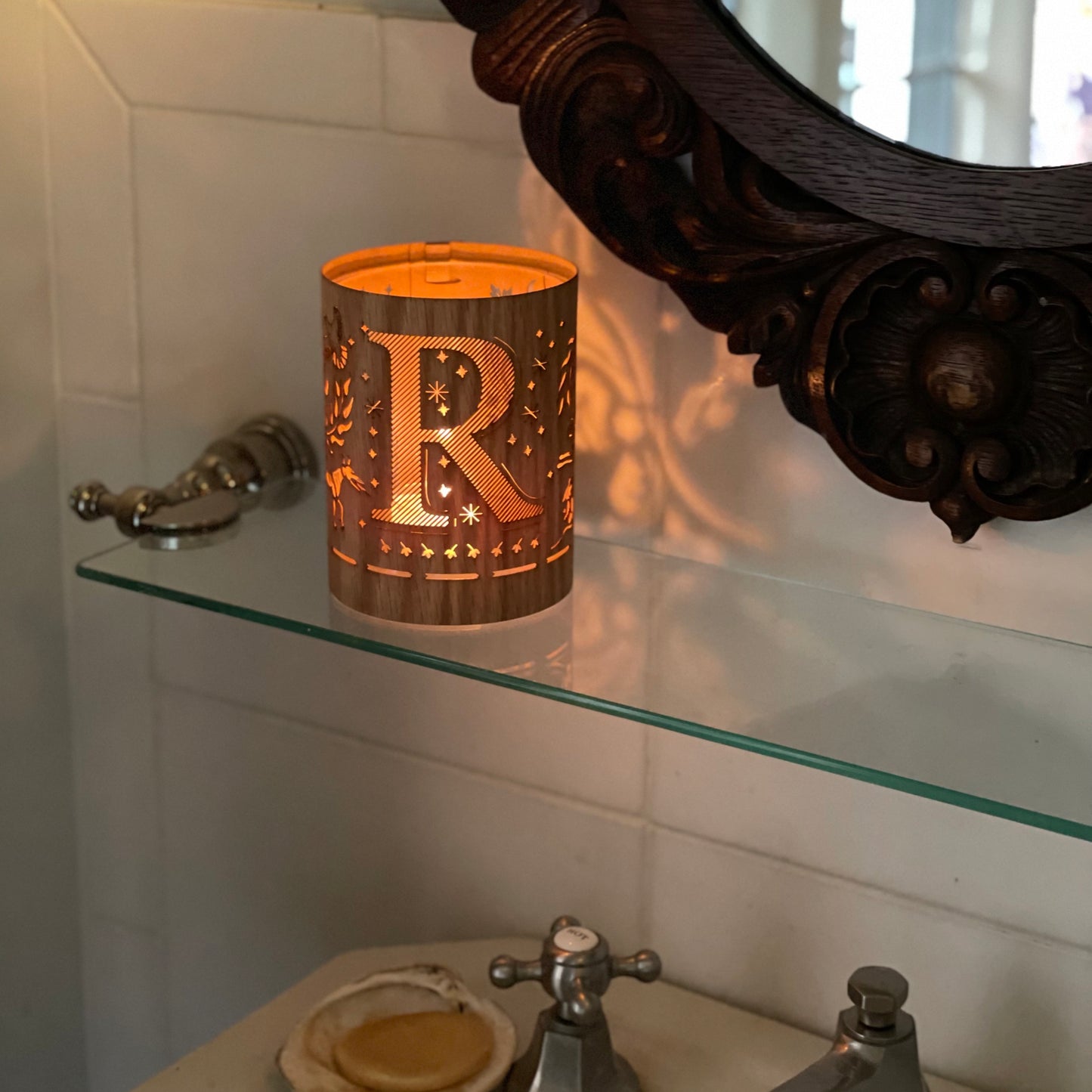 R - Monogram Letter R Candle Lantern