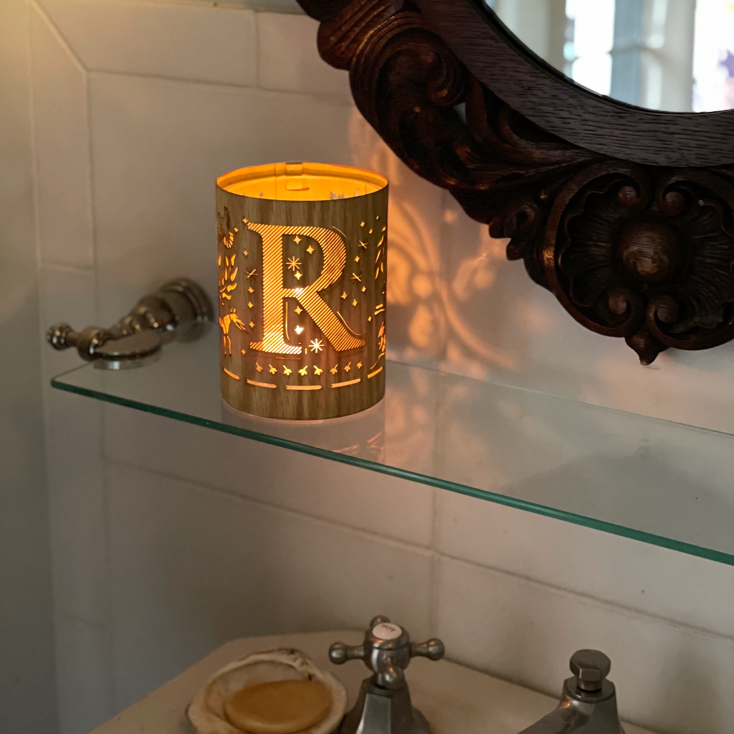 R - Monogram Letter R Candle Lantern