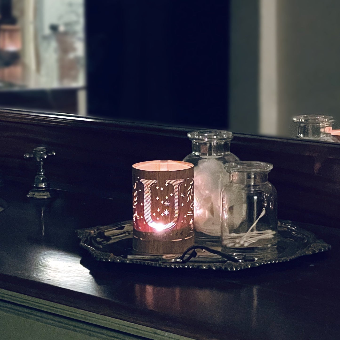 U - Monogram Letter U Candle Lantern