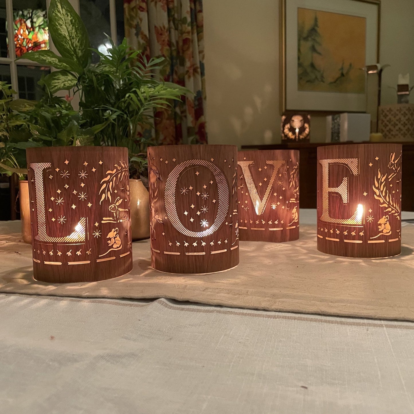 V - Monogram Letter V Candle Lantern