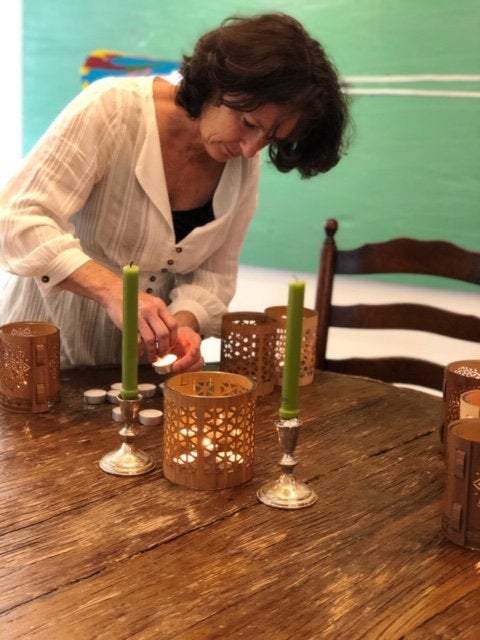 Mid century modern style,Candle Lantern,Size small,Natural wood and glass,minimalist,California style, Palm Springs decor