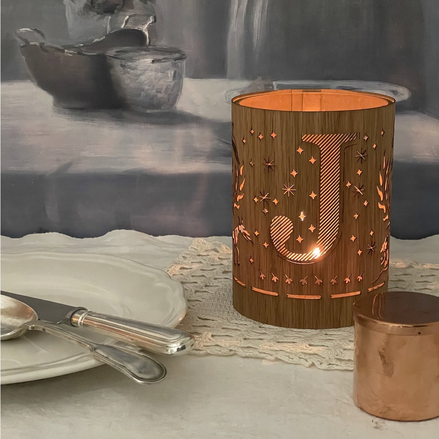 J - Monogram Letter J Candle Lantern