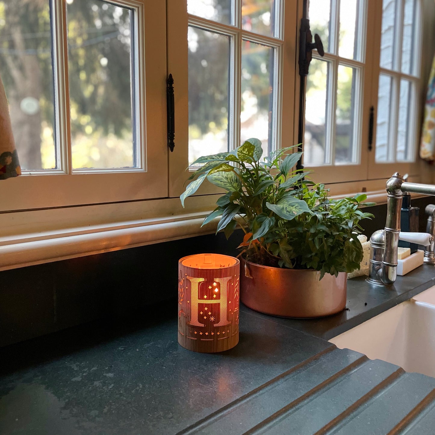 H - Monogram Letter H Candle Lantern