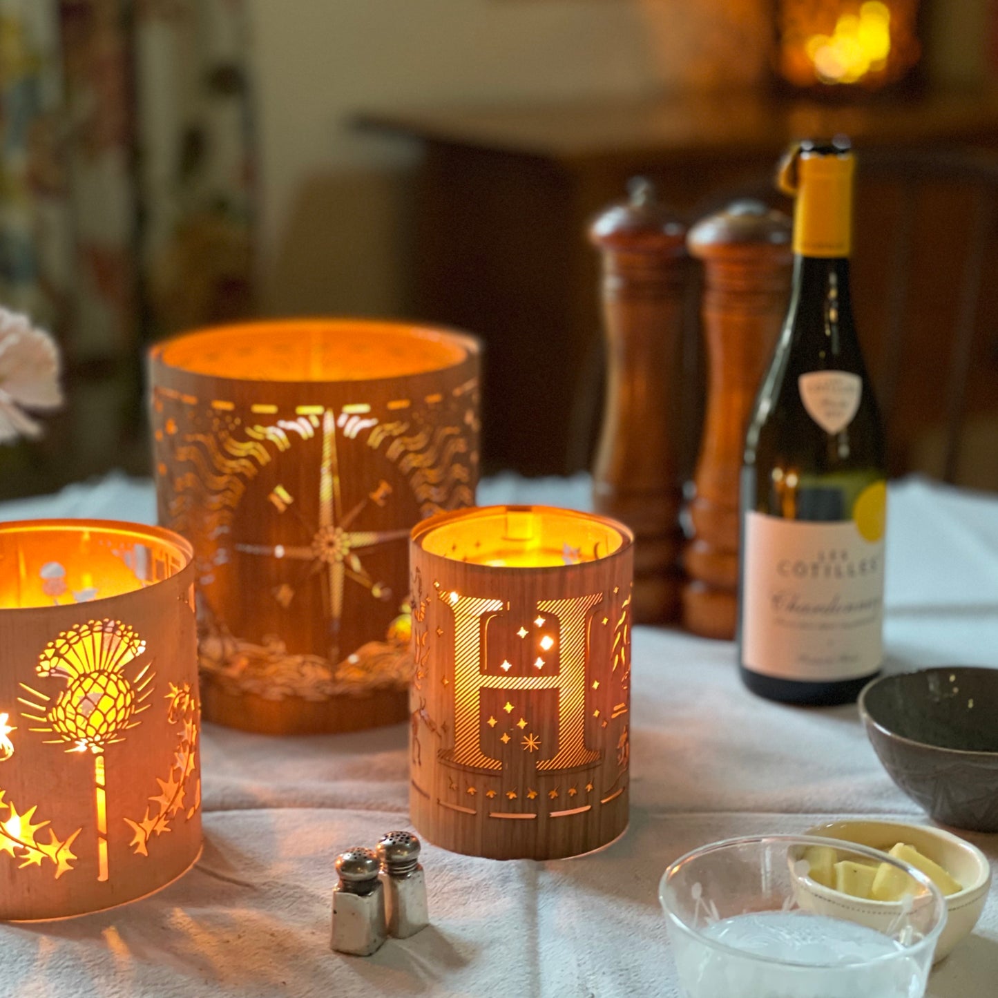 H - Monogram Letter H Candle Lantern