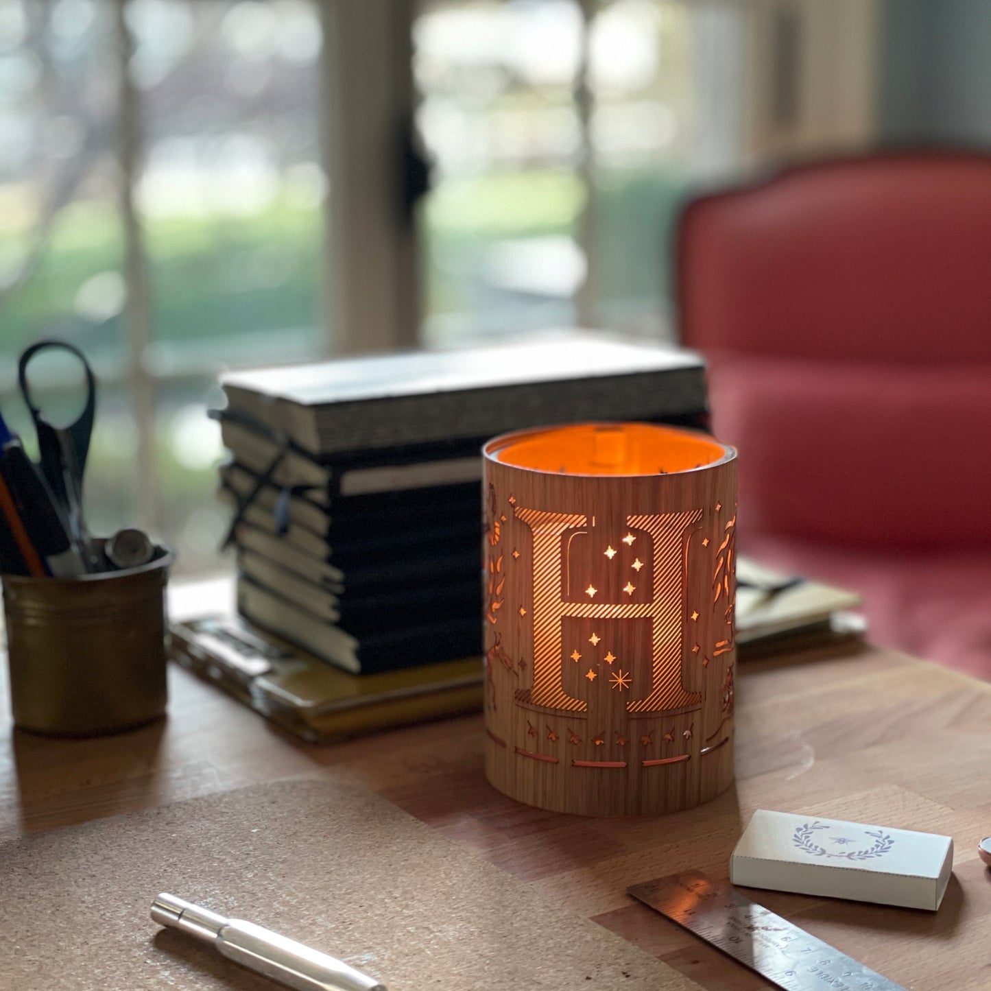H - Monogram Letter H Candle Lantern