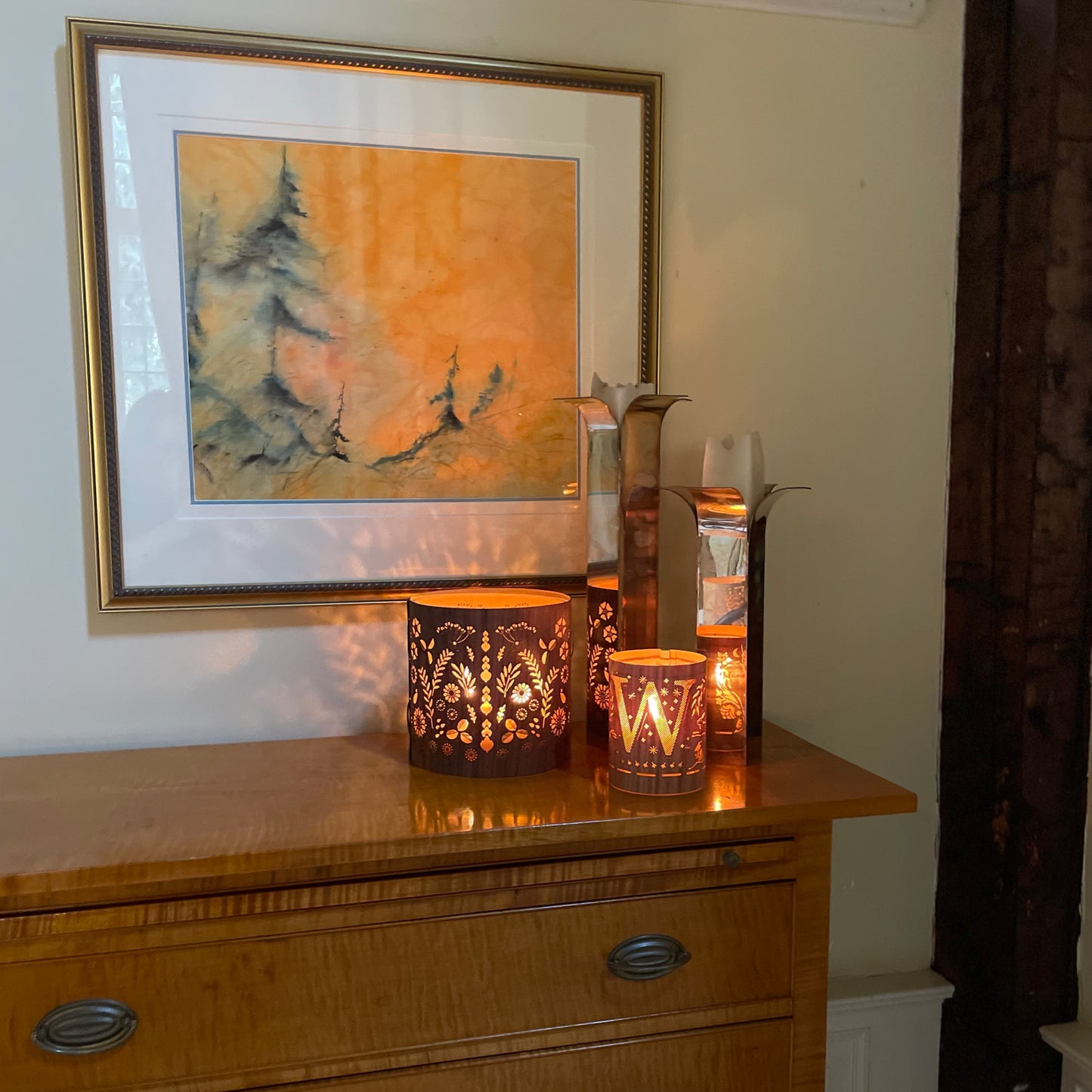 W - Monogram Letter W Candle Lantern