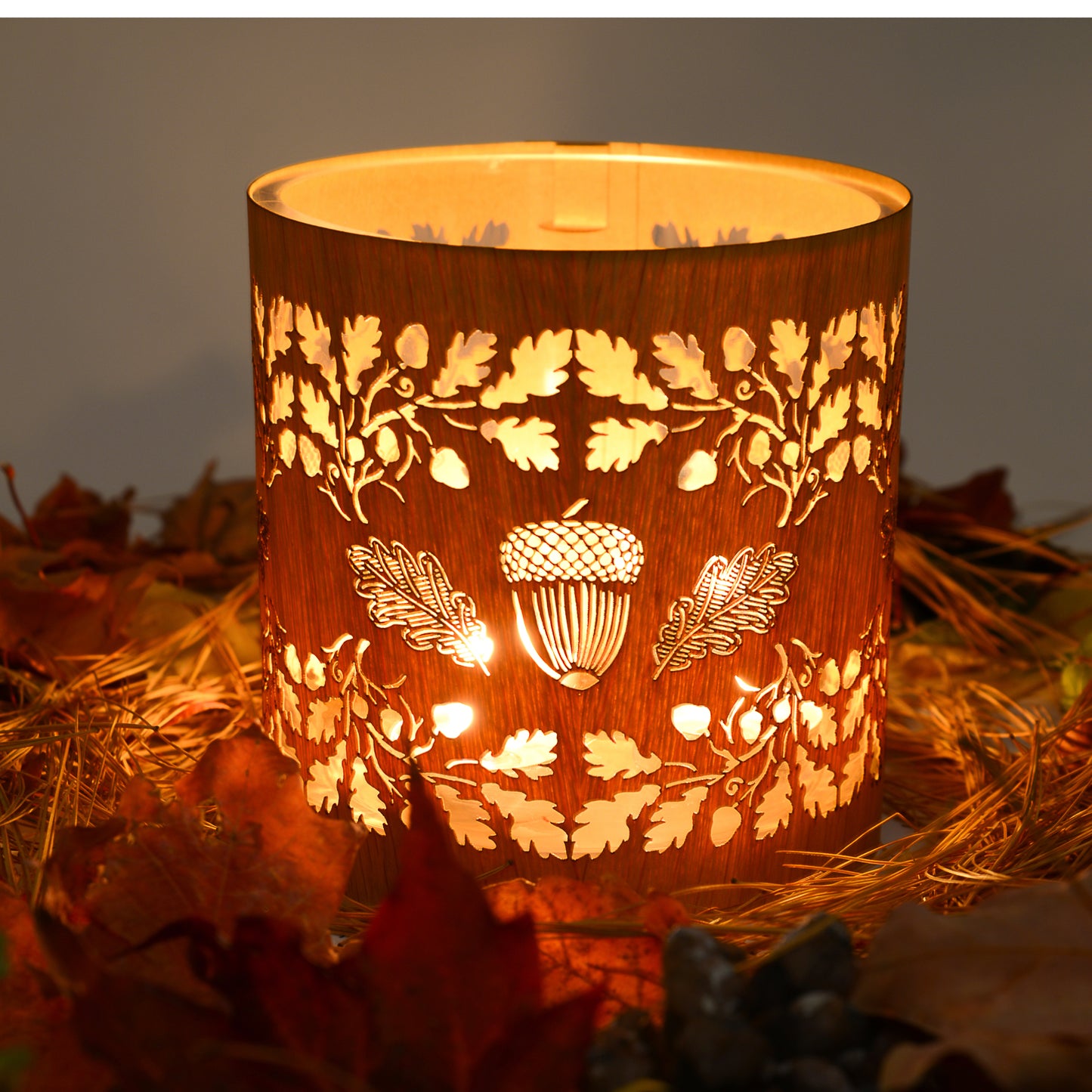 Extra Cozy (No Glass) - Oak leaves and Acorns Lantern