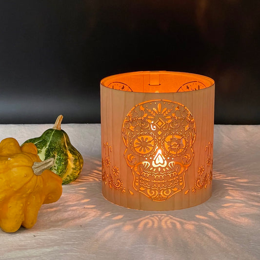 A Sugar Skull Candle Lantern