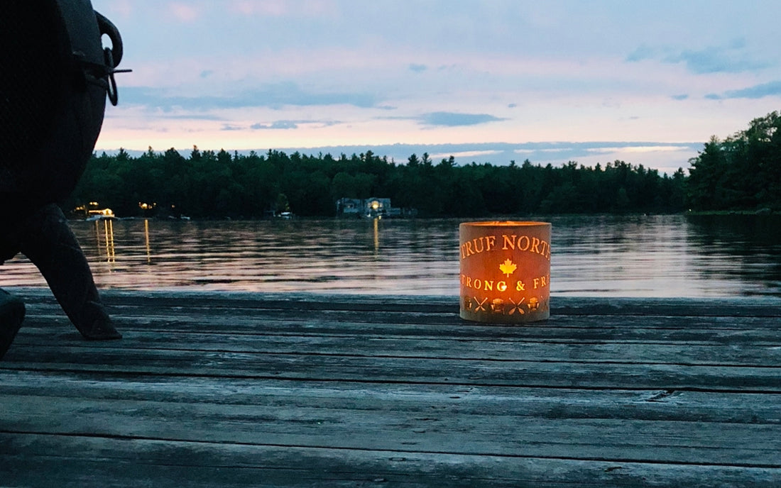 True North lantern cozy on a dock by the water Kawarthas Ontario