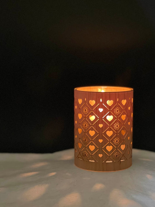 Our hygge hearts lantern in maple wood, small size