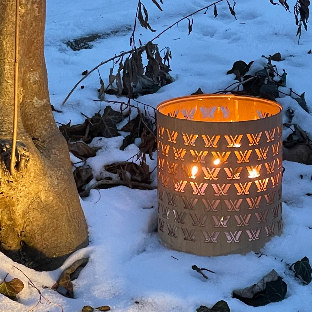 My PWHL candle lantern in the snow - size large maple