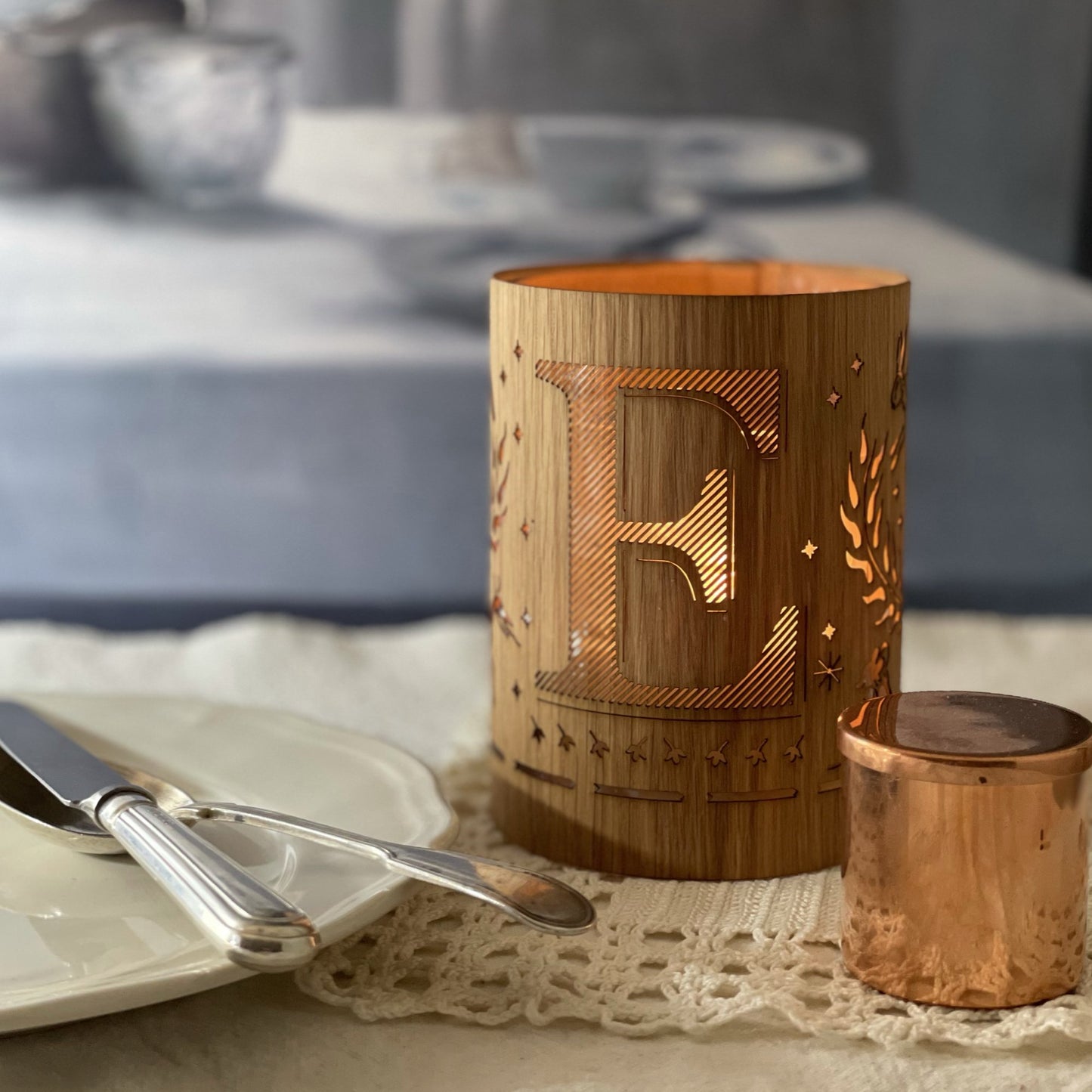 E - Monogram Letter E Candle Lantern