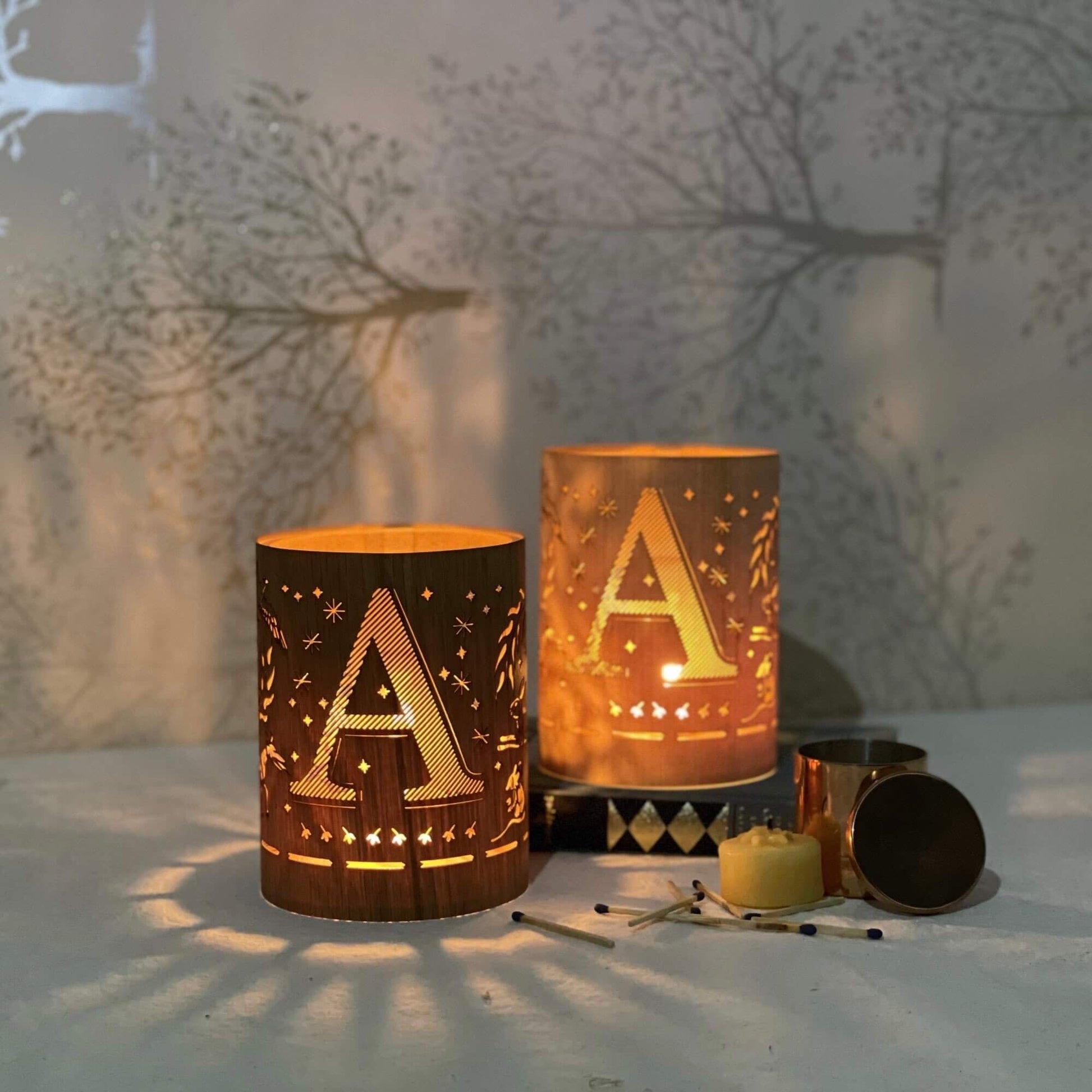 LETTER A MONOGRAM LANTERN - available in white oak or maple beautiful illuminated letters