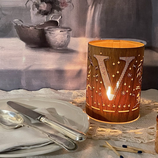 V - Monogram Letter V Candle Lantern