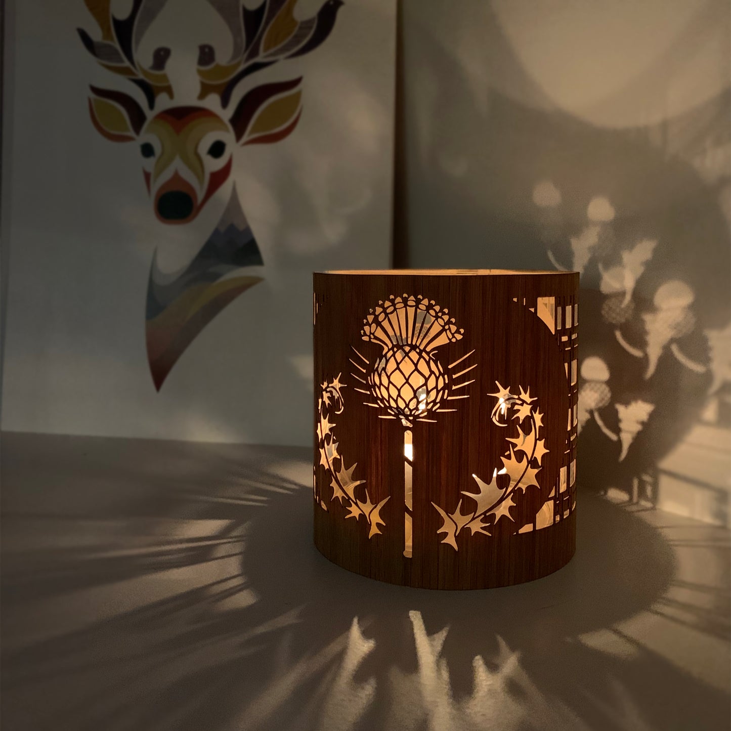 thistle art lantern in medium black walnut lantern cozy