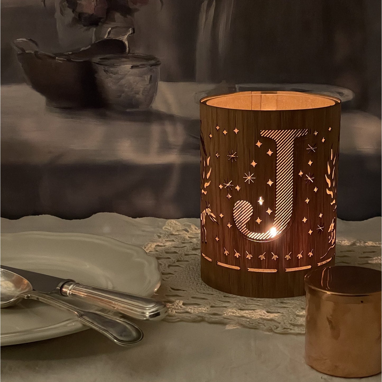 J - Monogram Letter J Candle Lantern