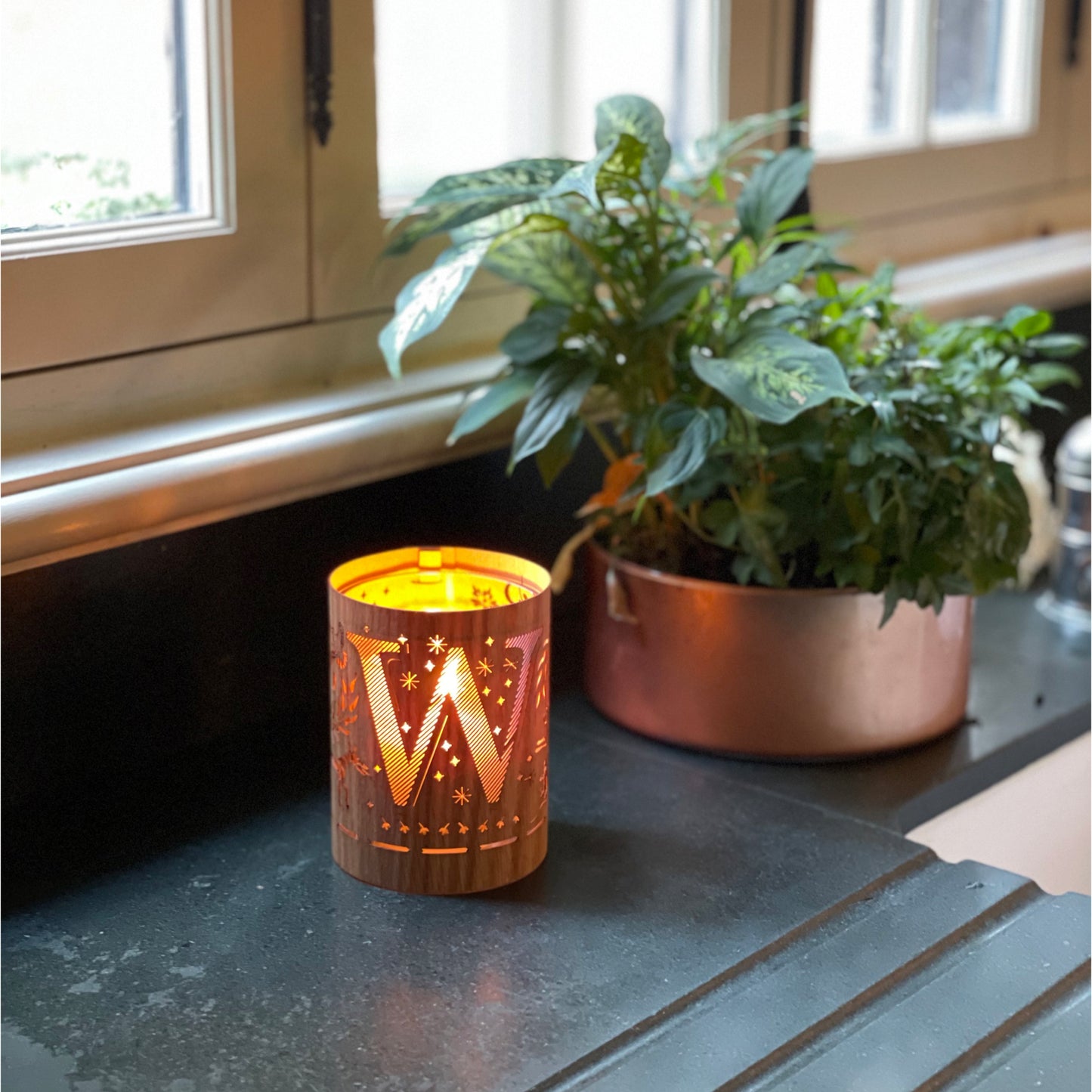 W - Monogram Letter W Candle Lantern