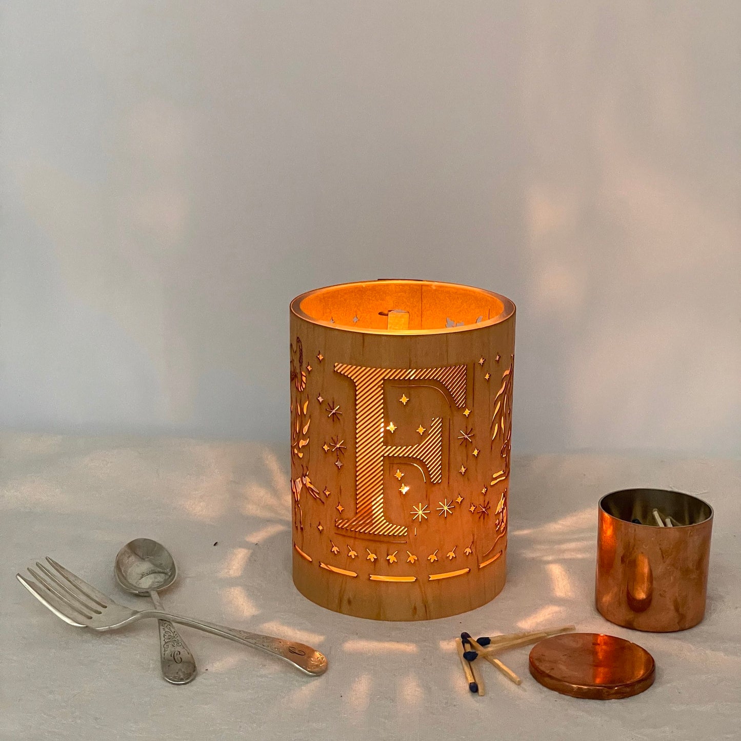 F - Monogram Letter F Candle Lantern