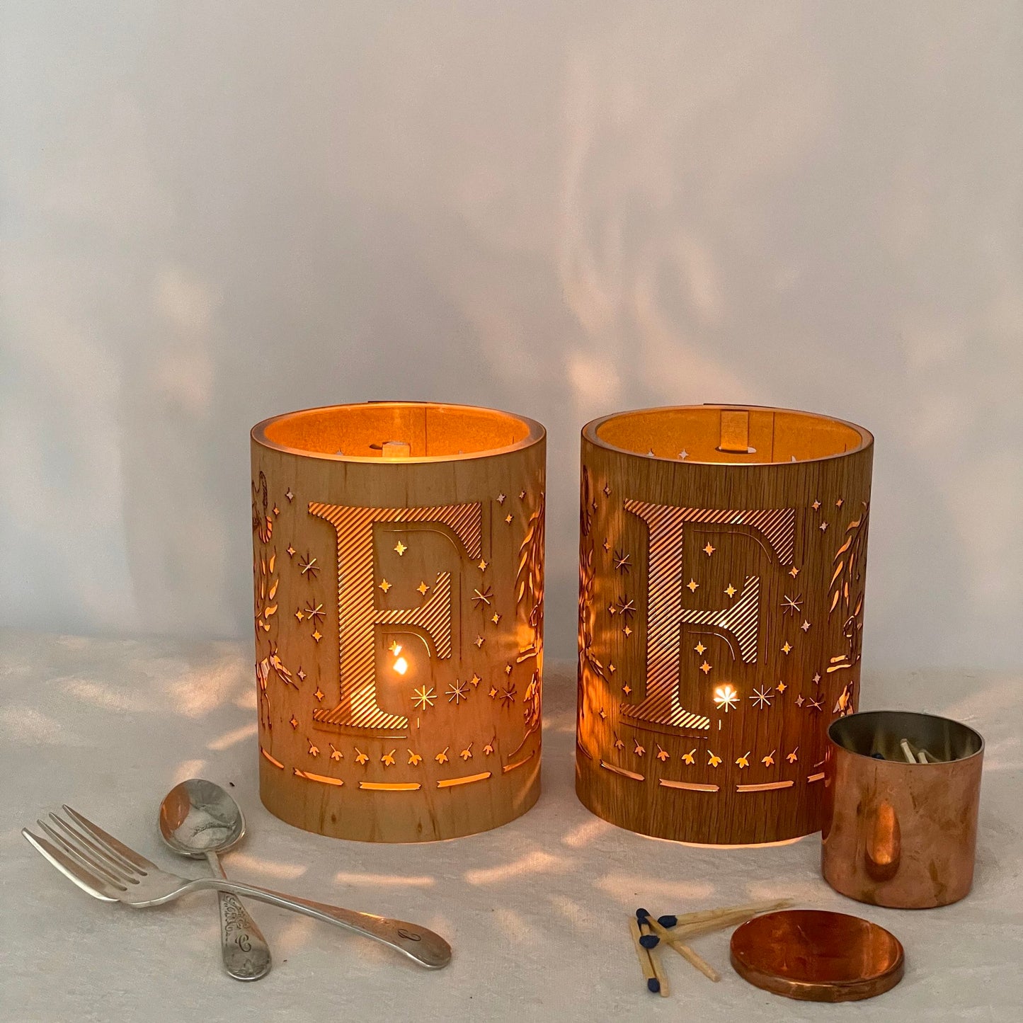 F - Monogram Letter F Candle Lantern