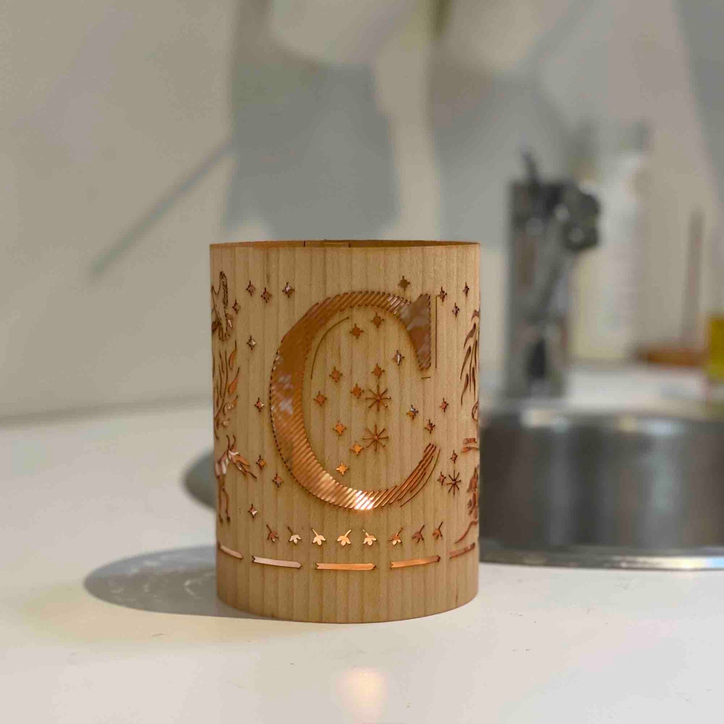 C -  Monogrammed C Hurricane Candle Holder