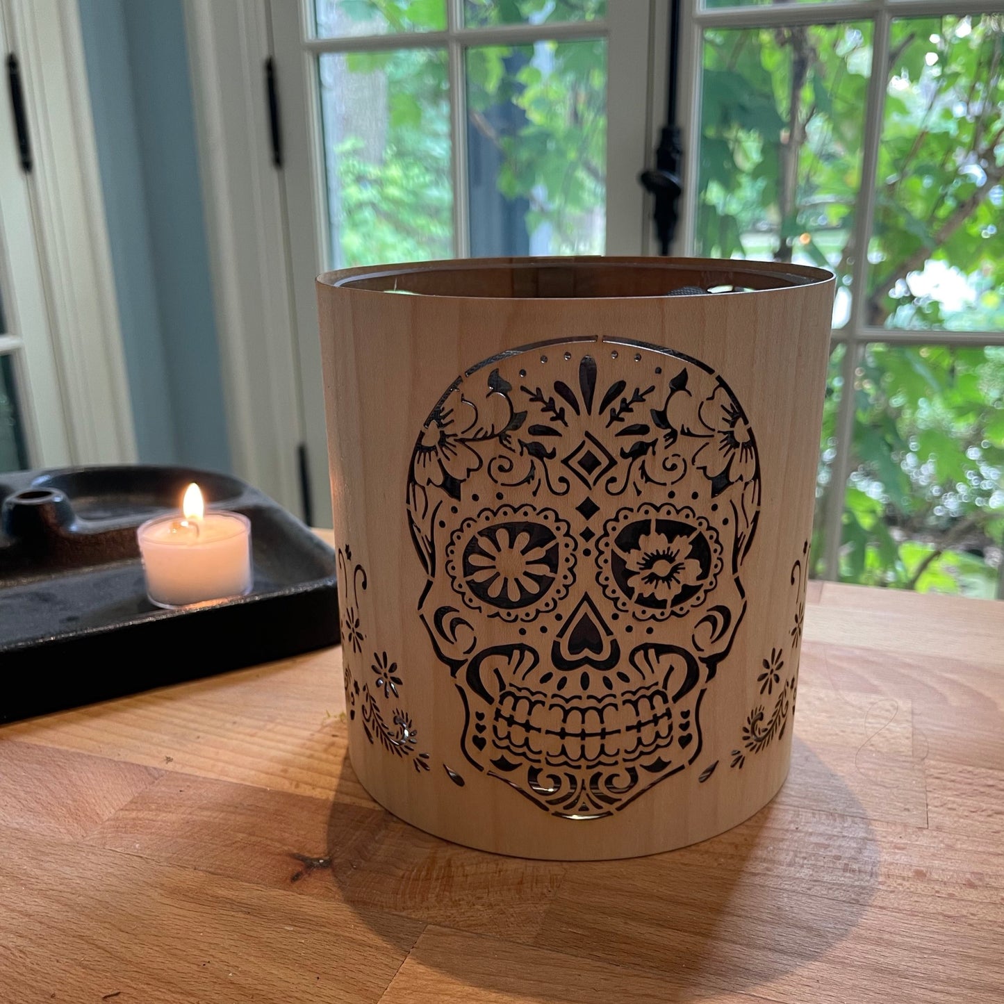A Sugar Skull Candle Lantern