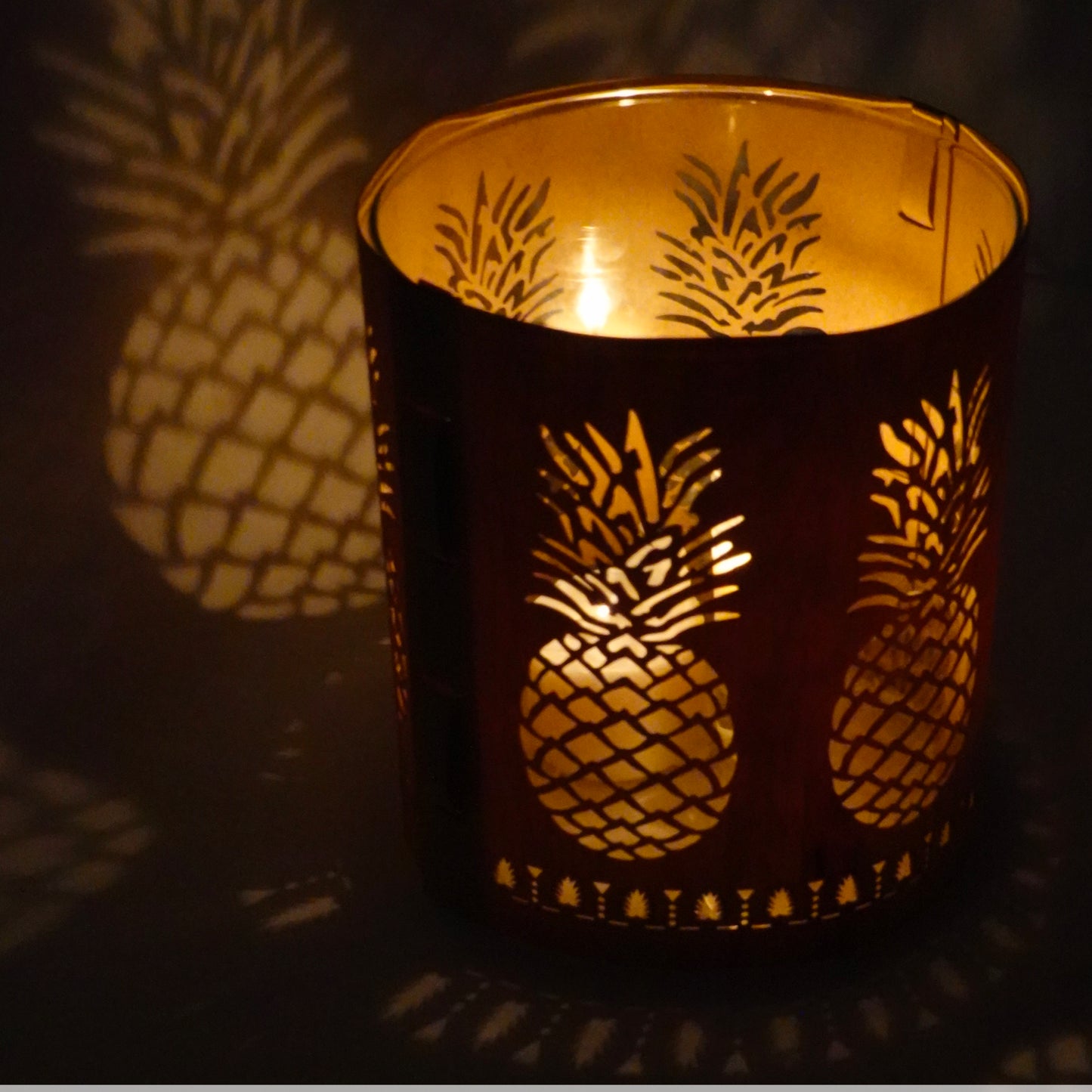 large pineapple lantern in black walnut